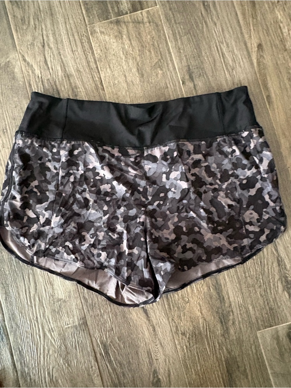 Athleta Black & Gray Camo Athletic Shorts